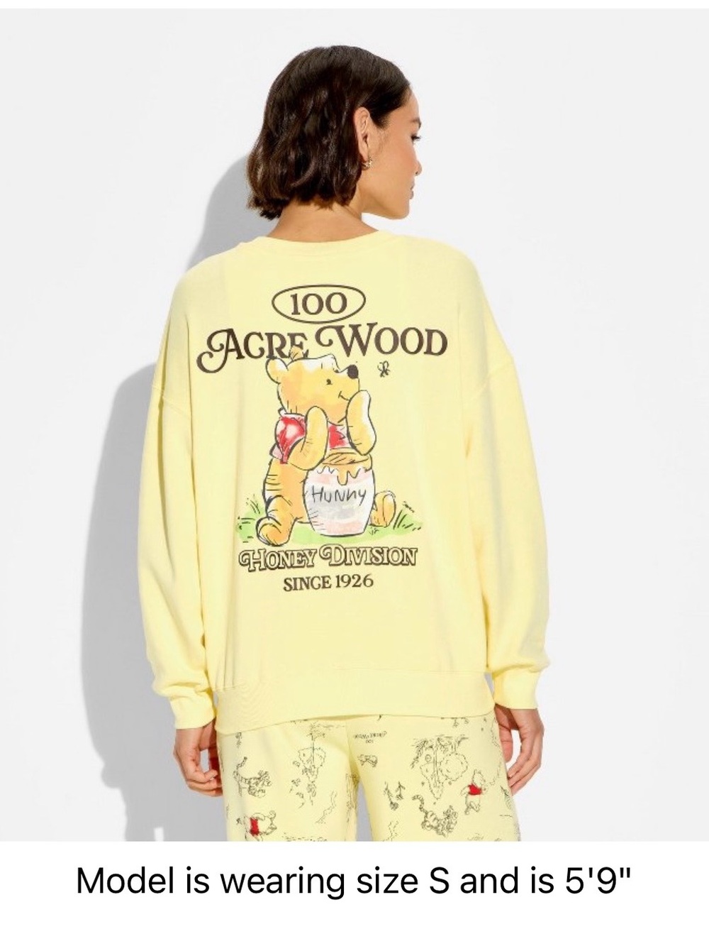 Disney Yellow Winnie the Pooh "100 Acre Wood" Graphic Pullover Sweatshirt XXS